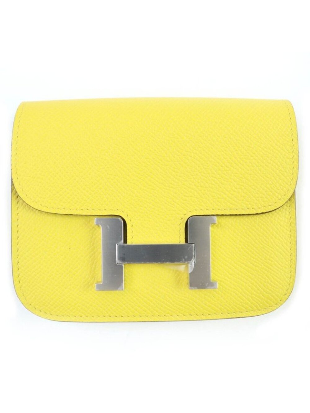 Hermes Constance Slim Vaux Epson Jeanne Naples Silver Hardware Compact Wallet